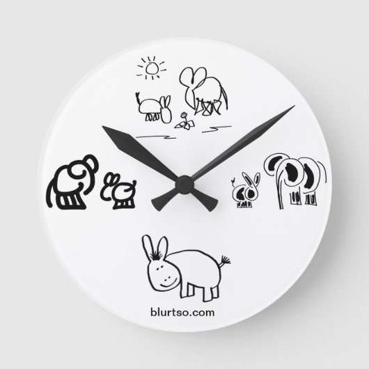 donkey and elephant tell time runde wanduhr (Vorderseite)