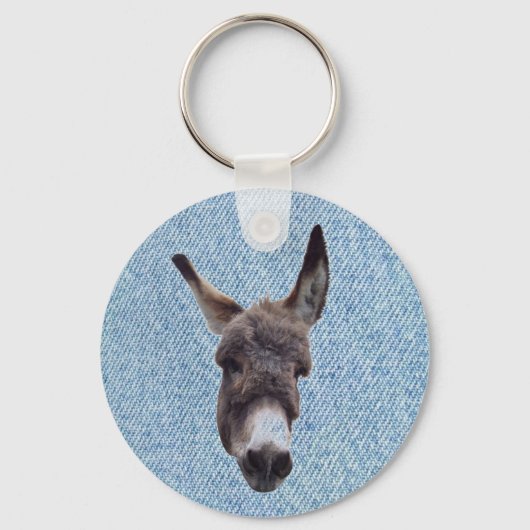 Donkey auf Denim Schlüsselanhänger (Vorderseite)