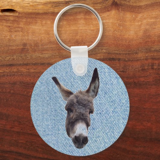 Donkey auf Denim Schlüsselanhänger (Vorderseite)