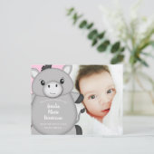 Donkey Baby Announcement Girl Pink Postkarte (Stehend Vorderseite)