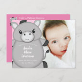 Donkey Baby Announcement Girl Pink Postkarte (Vorne/Hinten)