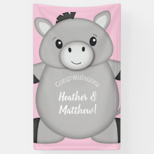 Donkey Baby Dusche Rosa Banner