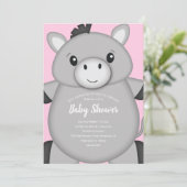 Donkey Baby Dusche Rosa Einladung (Stehend Vorderseite)