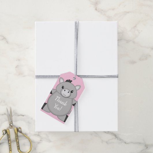 Donkey Baby Dusche Rosa Geschenkanhänger (Mit Garn)