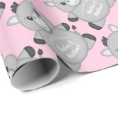 Donkey Baby Dusche Rosa Geschenkpapier (Rolleneckpunkt)