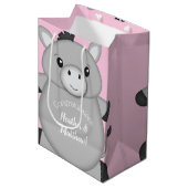 Donkey Baby Dusche Rosa Mittlere Geschenktüte (Vorderseite Schrägansicht)