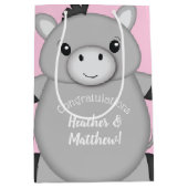 Donkey Baby Dusche Rosa Mittlere Geschenktüte (Vorderseite)