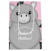 Donkey Baby Dusche Rosa Mittlere Geschenktüte (Rückseite)