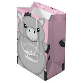 Donkey Baby Dusche Rosa Mittlere Geschenktüte (Rückseite Schrägansicht)