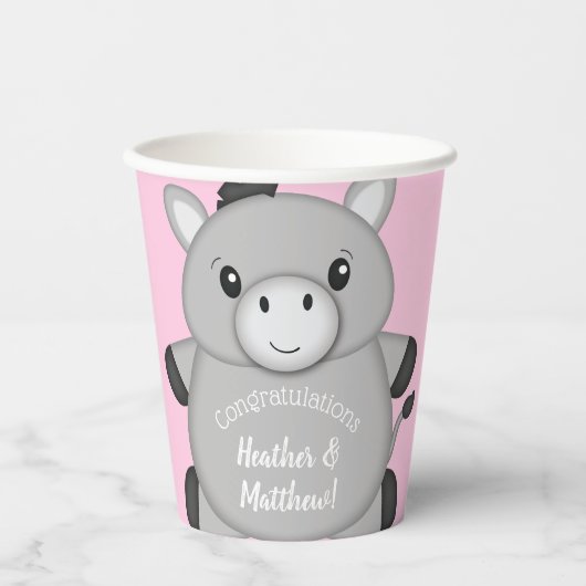 Donkey Baby Dusche Rosa Pappbecher (Vorderseite)