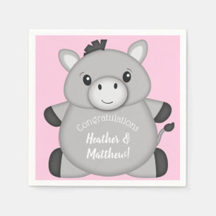 Donkey Baby Dusche Rosa Serviette