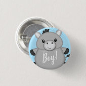 Donkey Baby Shower Blue Button (Vorne & Hinten)