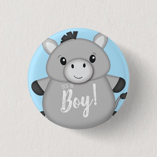 Donkey Baby Shower Blue Button (Vorderseite)