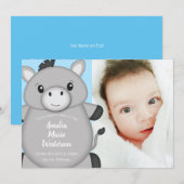 Donkey Baby Shower Blue Einladung (Vorne/Hinten)