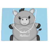 Donkey Baby Shower Blue Große Geschenktüte (Vorderseite)