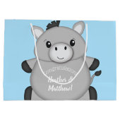 Donkey Baby Shower Blue Große Geschenktüte (Rückseite)