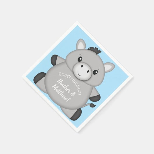 Donkey Baby Shower Blue Serviette (Ecke)