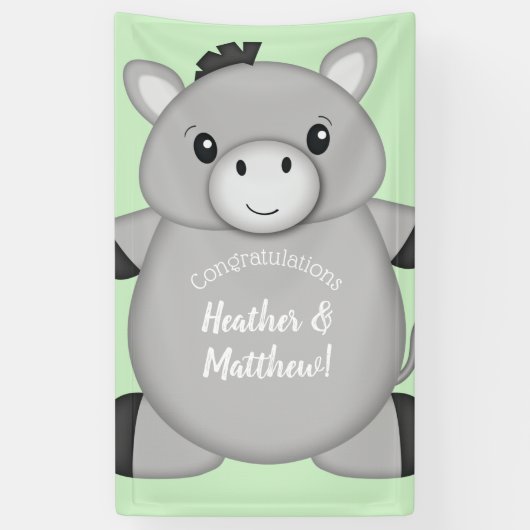 Donkey Baby Shower Green Banner (Vertikal)