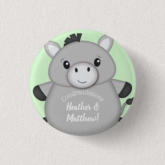 Donkey Baby Shower Green Button (Vorderseite)