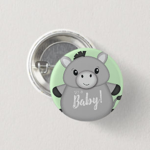 Donkey Baby Shower Green Button