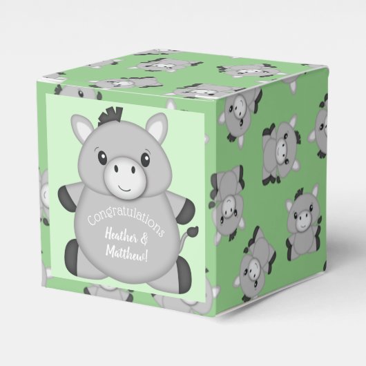 Donkey Baby Shower Green Geschenkschachtel (Vorderseite)