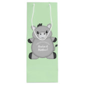 Donkey Baby Shower Green Geschenktüte Für Weinflaschen (Rückseite)