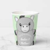 Donkey Baby Shower Green Pappbecher (Rückseite)
