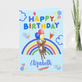 Donkey Birthday Card in Blue Karte