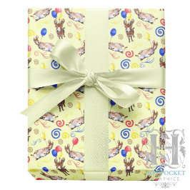 Donkey Birthday Gift Wrapping Paper in Yellow Geschenkpapier