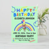 Donkey Birthday Invitation in Green Einladung (Stehend Vorderseite)