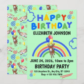 Donkey Birthday Invitation in Green Einladung (Vorne/Hinten)