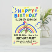 Donkey Birthday Invitation in Yellow Einladung (Stehend Vorderseite)
