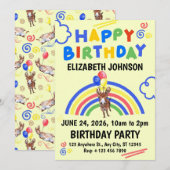 Donkey Birthday Invitation in Yellow Einladung (Vorne/Hinten)
