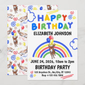 Donkey Birthday Invitation White Einladung (Vorne/Hinten)