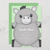 Donkey Birthday Party Green Einladung (Vorne/Hinten)