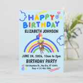 Donkey Birthday Party Invitation Blue Einladung (Stehend Vorderseite)