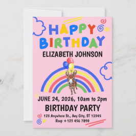 Donkey Birthday Party Invitation Pink Einladung