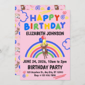 Donkey Birthday Party Invitation Pink Einladung (Vorne/Hinten)