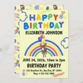 Donkey Birthday Party Invitation Yellow Einladung (Vorne/Hinten)