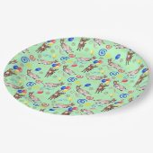 Donkey Birthday Party Paper Plates in Green Pappteller (Schrägansicht)