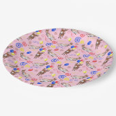 Donkey Birthday Party Paper Plates in Pink Pappteller (Schrägansicht)