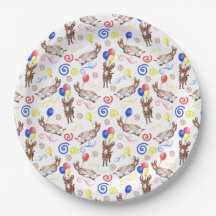 Donkey Birthday Party Paper Plates in White