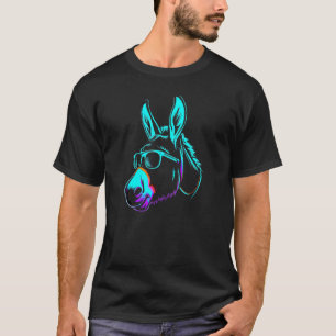 Donkey Briefmarke 80er Blue Retro Männer Frauen Ki T-Shirt