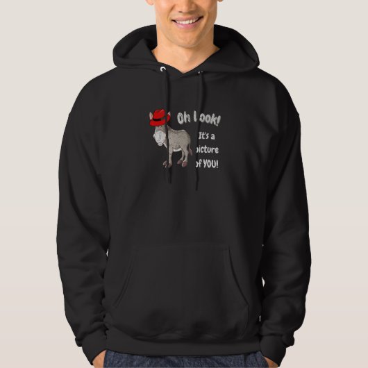 Donkey Burro Mule mit Red Hat Fedora Hoodie (Vorderseite)