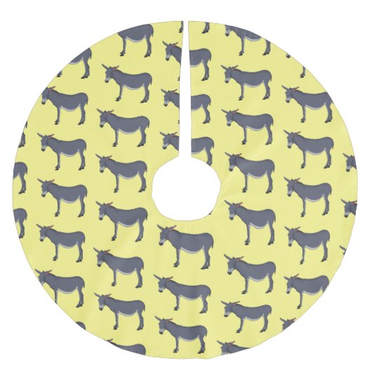Donkey Cartoon Polyester Weihnachtsbaumdecke (Vorderseite)