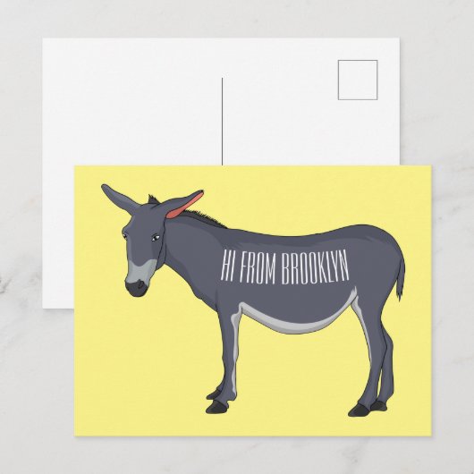 Donkey Cartoon Postkarte (Vorne/Hinten)