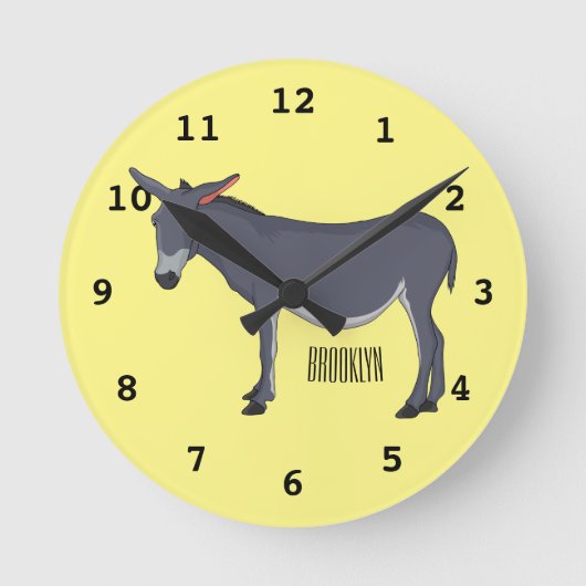 Donkey Cartoon Runde Wanduhr (Vorderseite)