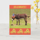 Donkey Celebrate Happy Birthday Karte (Gelbe Blume)