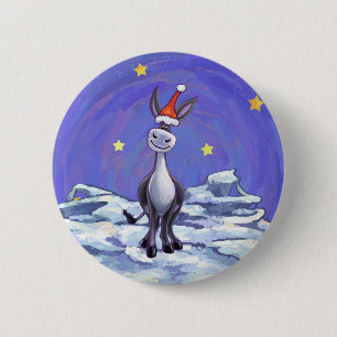 Donkey Christmas Button