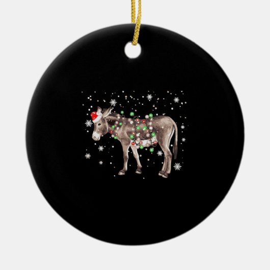 Donkey Christmas Color Lights Xmas Weihnachtsmannm Keramik Ornament (Vorne)